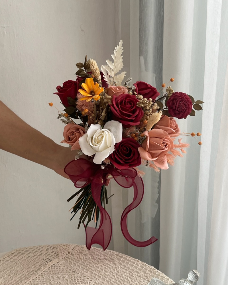 Melody  Bridal  Bouquet(Red)(Soap Flower)